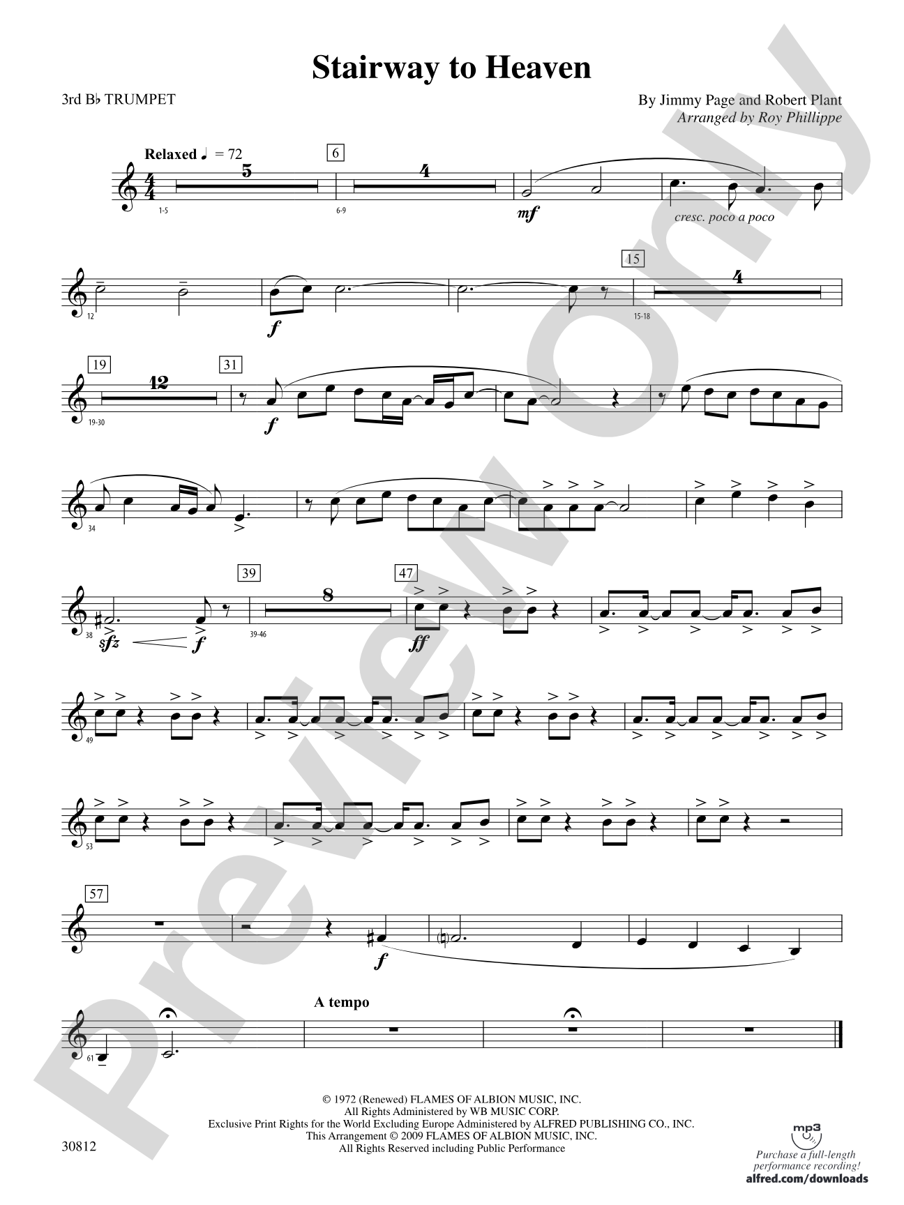 Stairway to Heaven: 3rd B-flat Trumpet