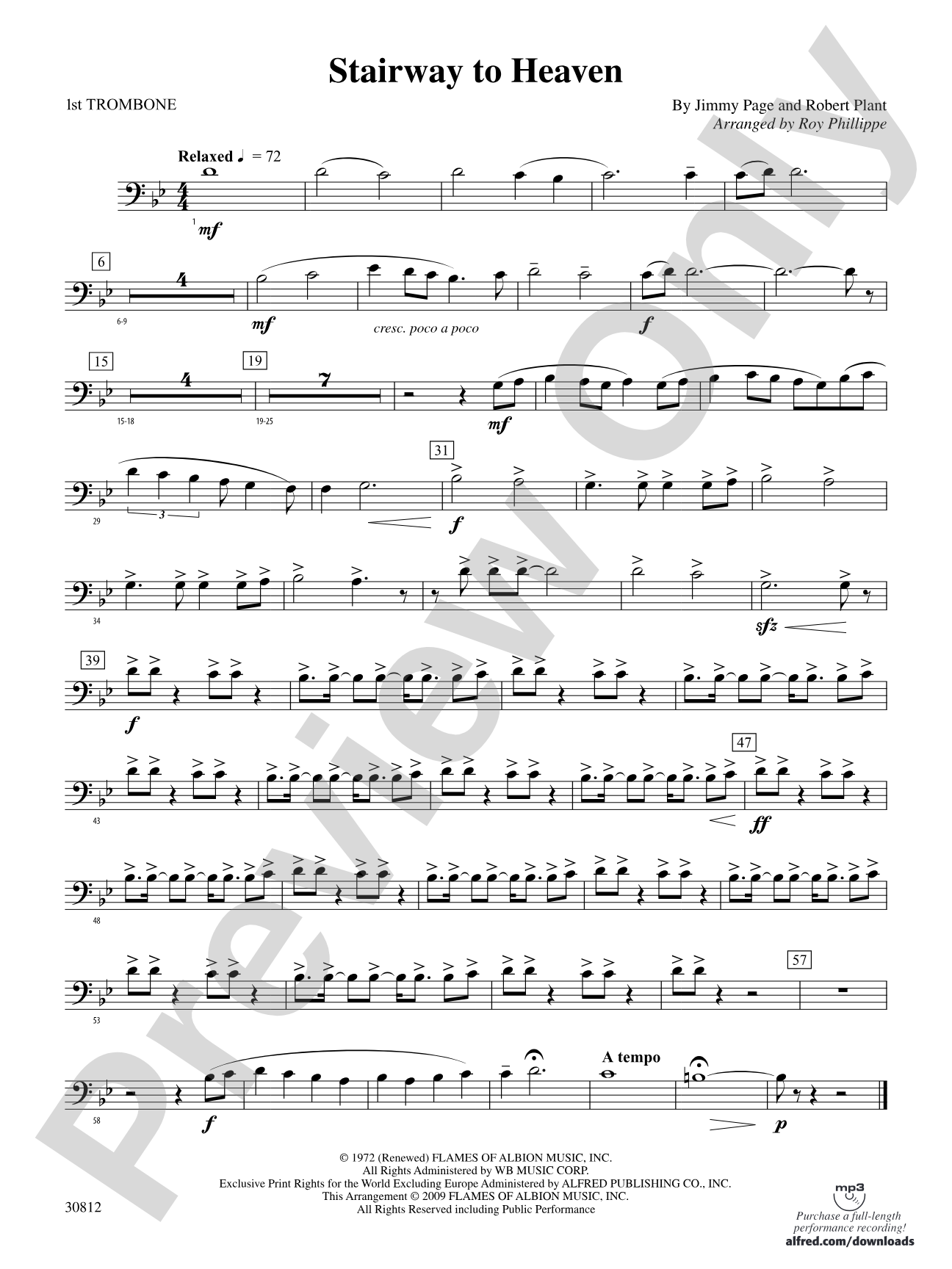 Stairway to Heaven: 1st Trombone