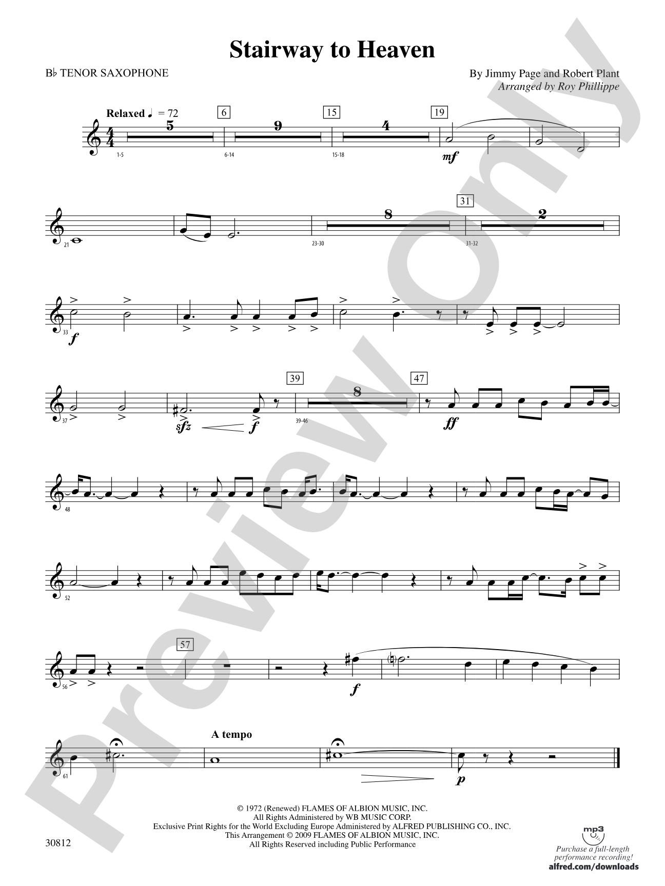 Stairway to Heaven: B-flat Tenor Saxophone