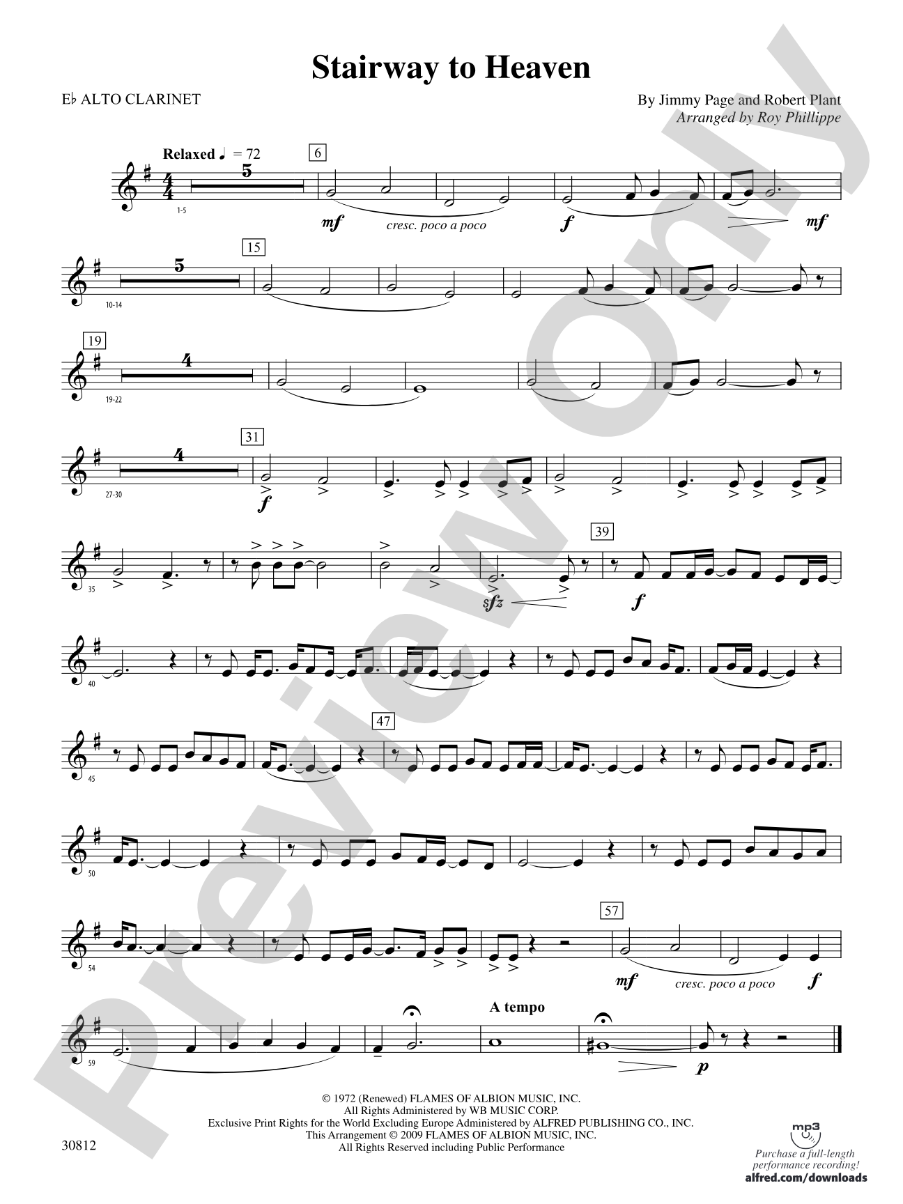 Stairway to Heaven: (wp) E-flat Alto Clarinet