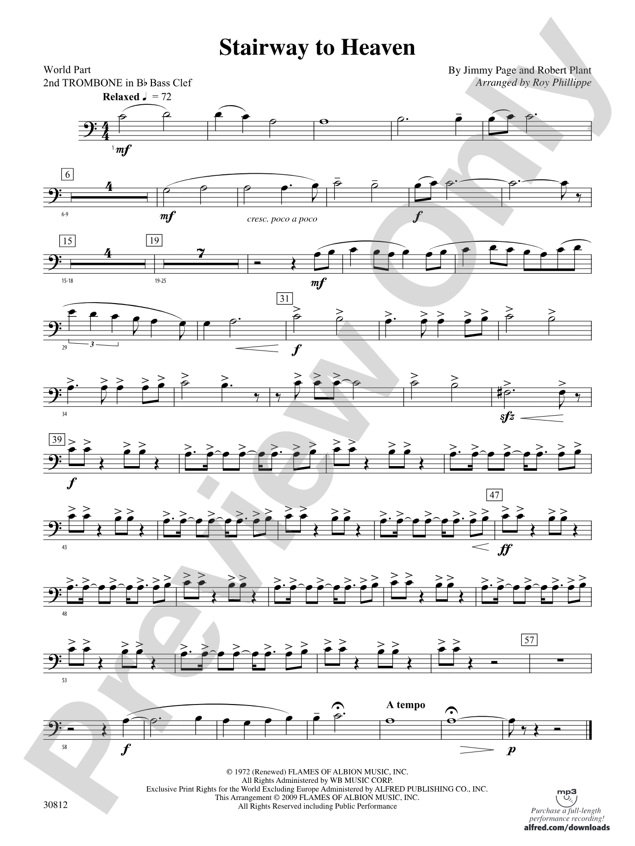 Stairway to Heaven: (wp) 2nd B-flat Trombone B.C.