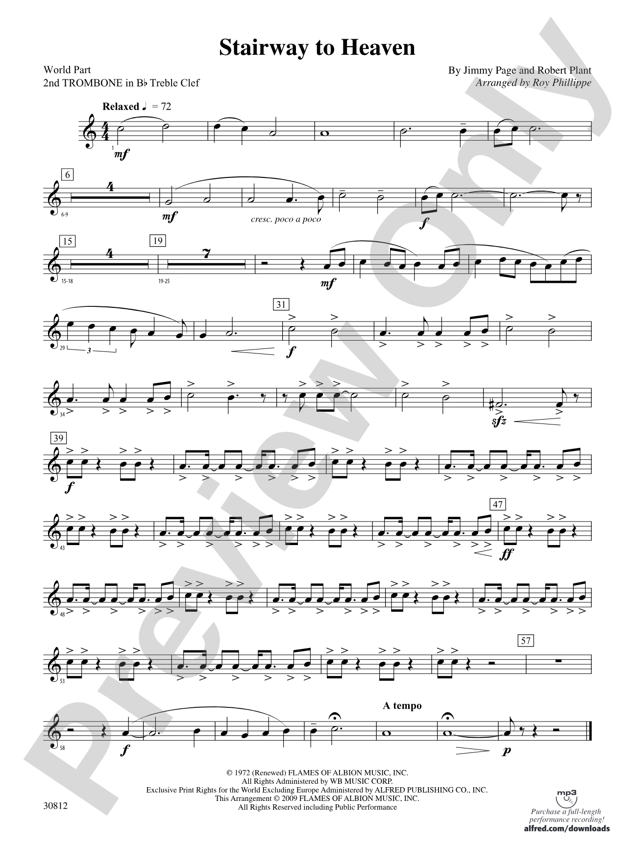 Stairway to Heaven: (wp) 2nd B-flat Trombone T.C.