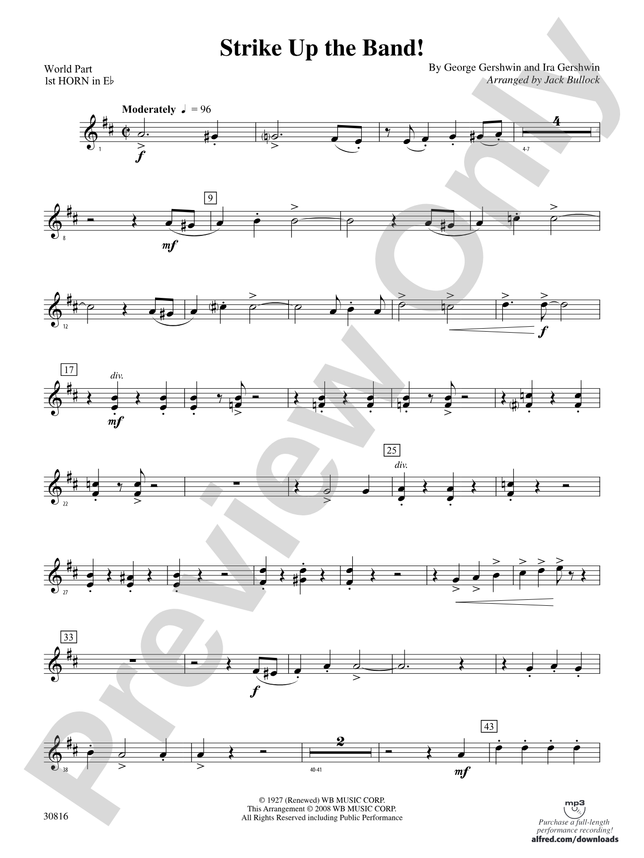 Strike Up the Band: (wp) 1st Horn in E-flat