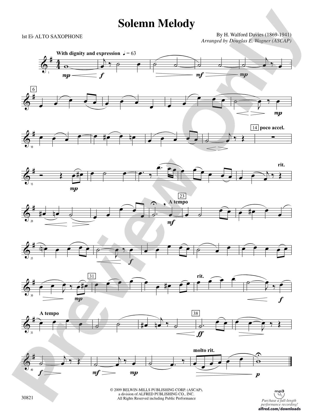 Solemn Melody: E-flat Alto Saxophone