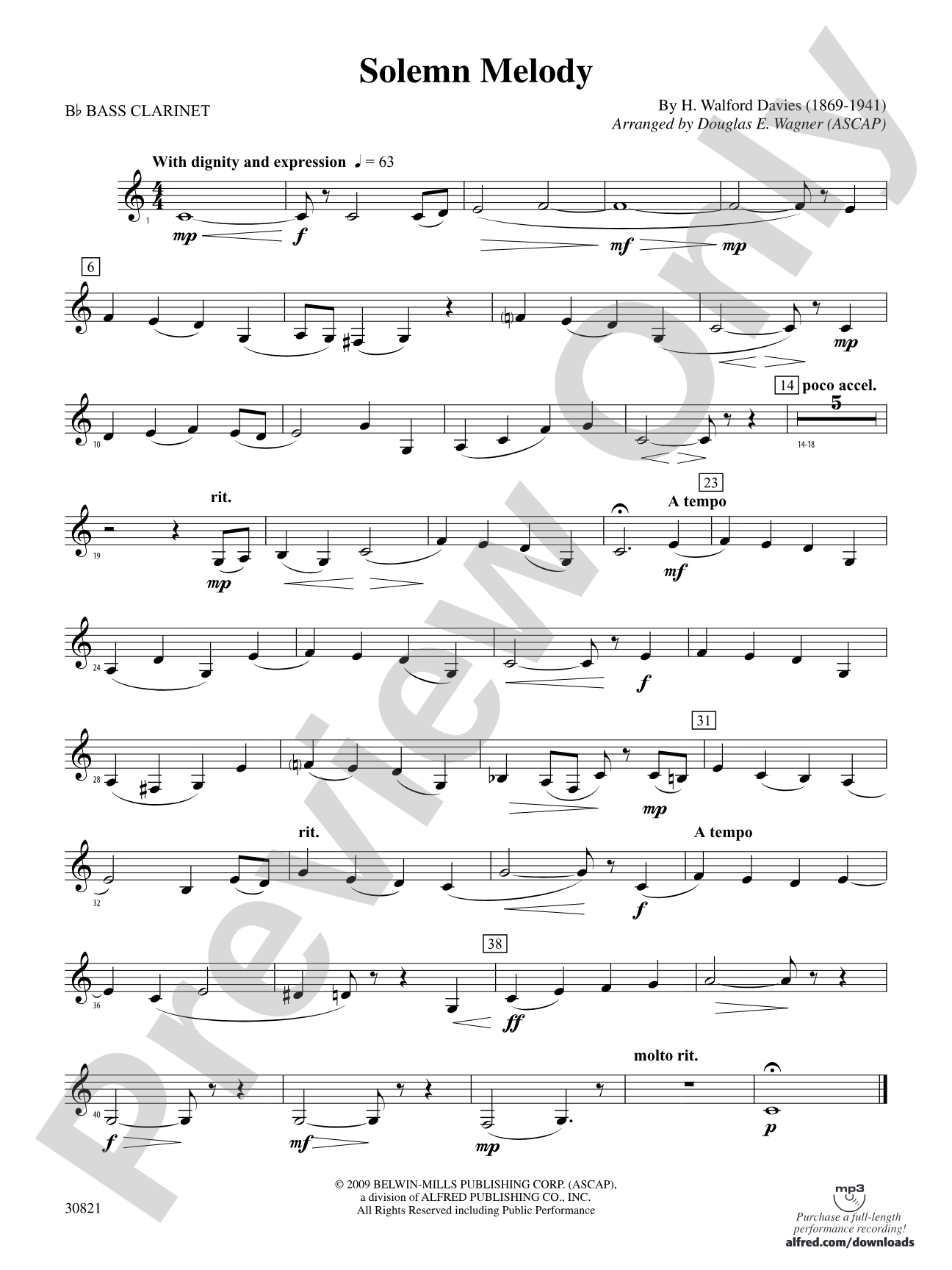 Solemn Melody: B-flat Bass Clarinet
