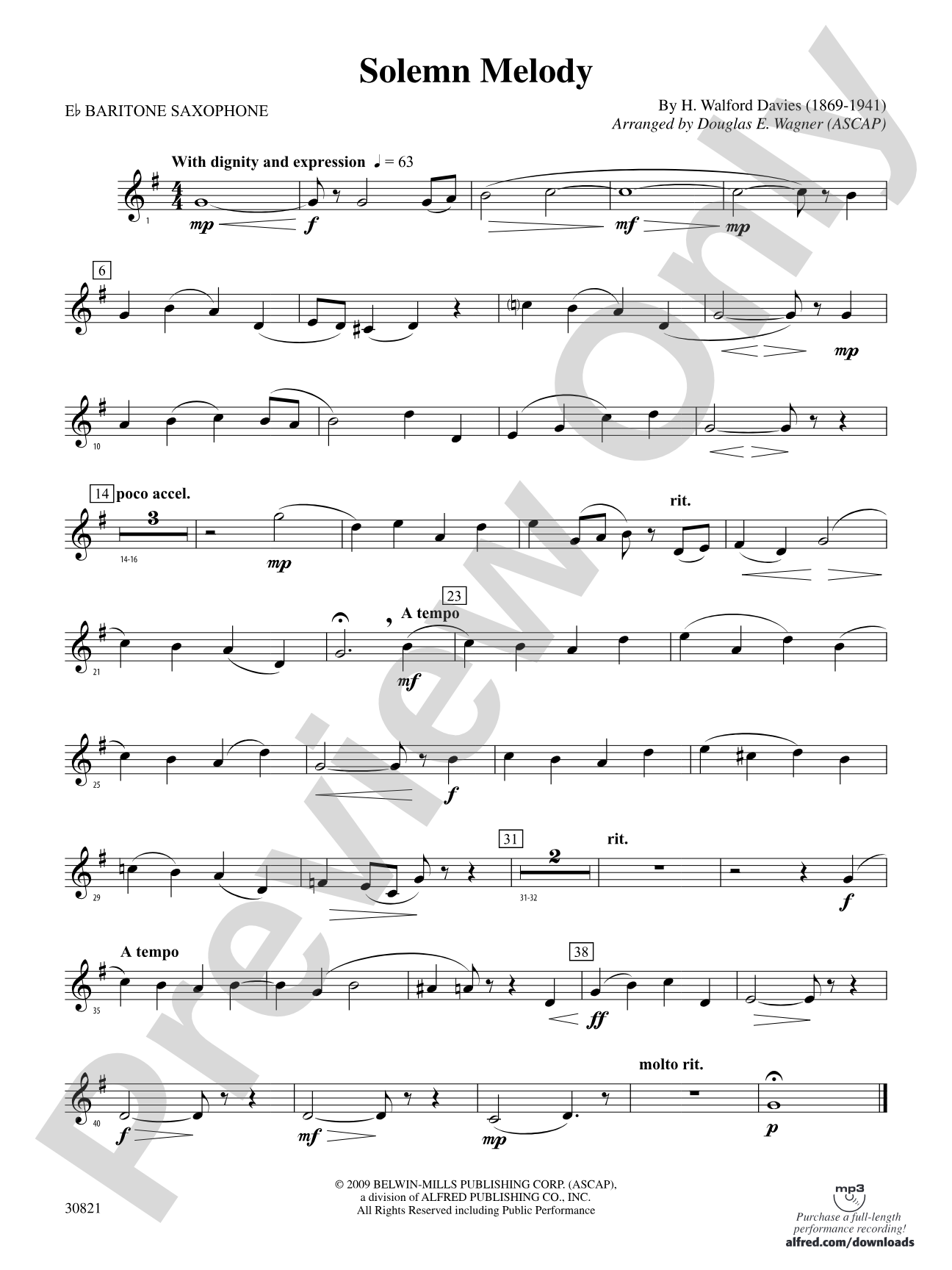 Solemn Melody: E-flat Baritone Saxophone