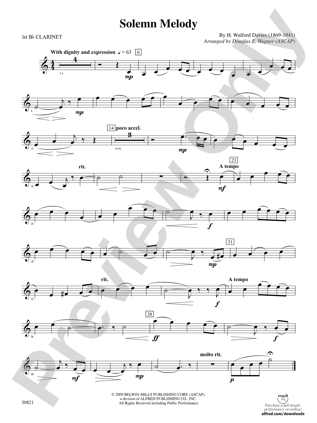 Solemn Melody: 1st B-flat Clarinet