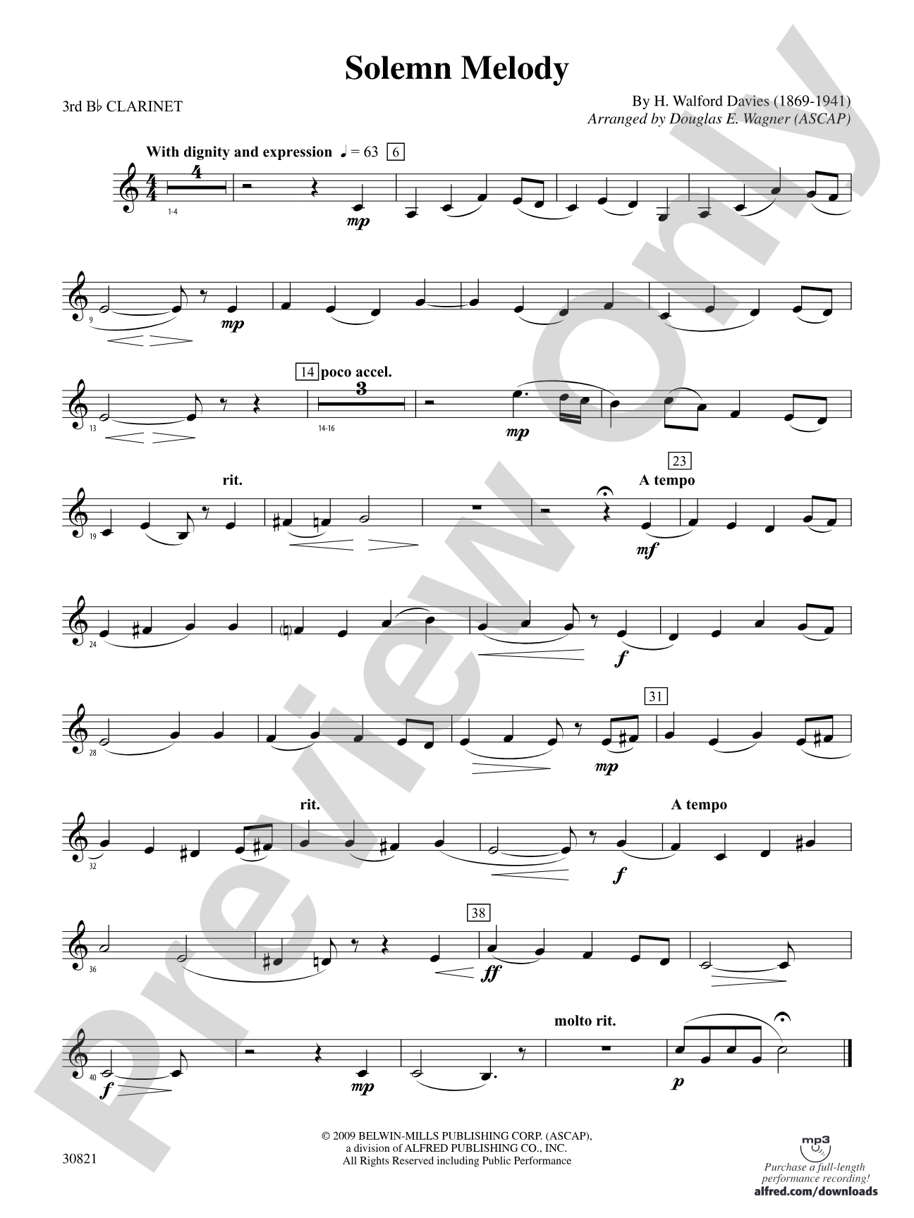 Solemn Melody: 3rd B-flat Clarinet
