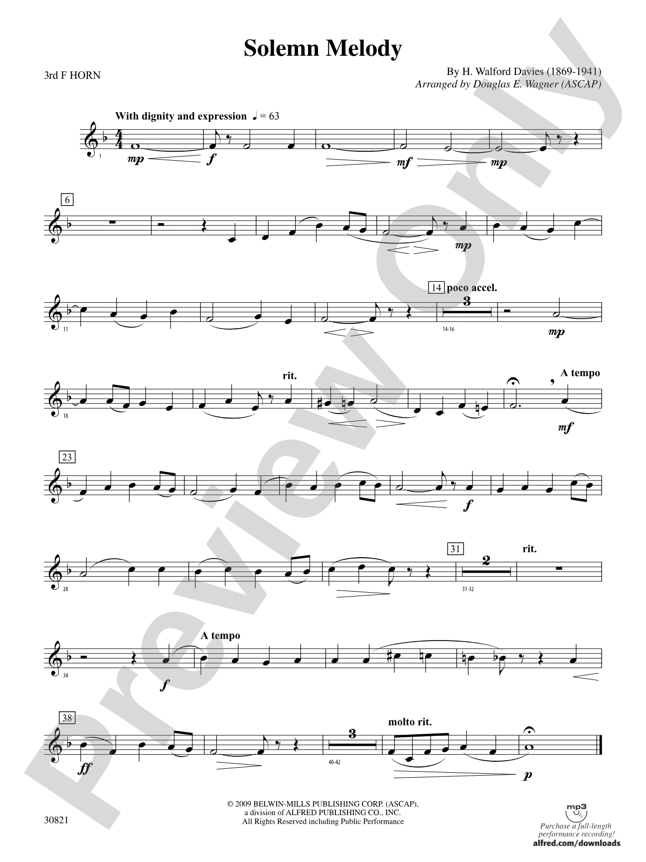 Solemn Melody: 3rd F Horn