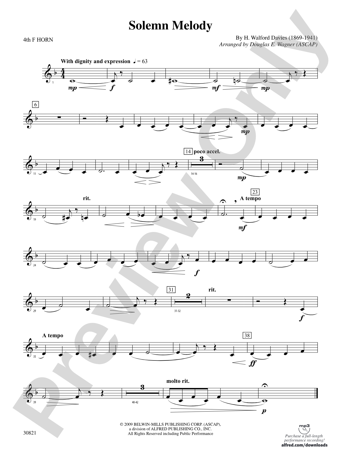 Solemn Melody: 4th F Horn