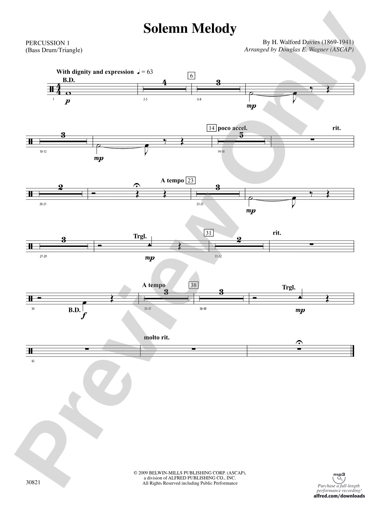 Solemn Melody: 1st Percussion