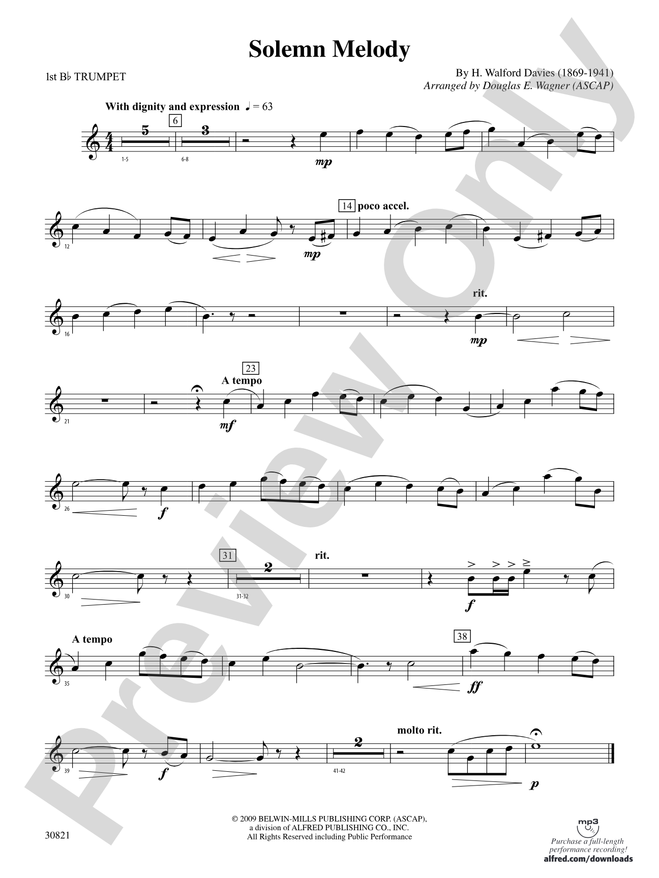 Solemn Melody: 1st B-flat Trumpet
