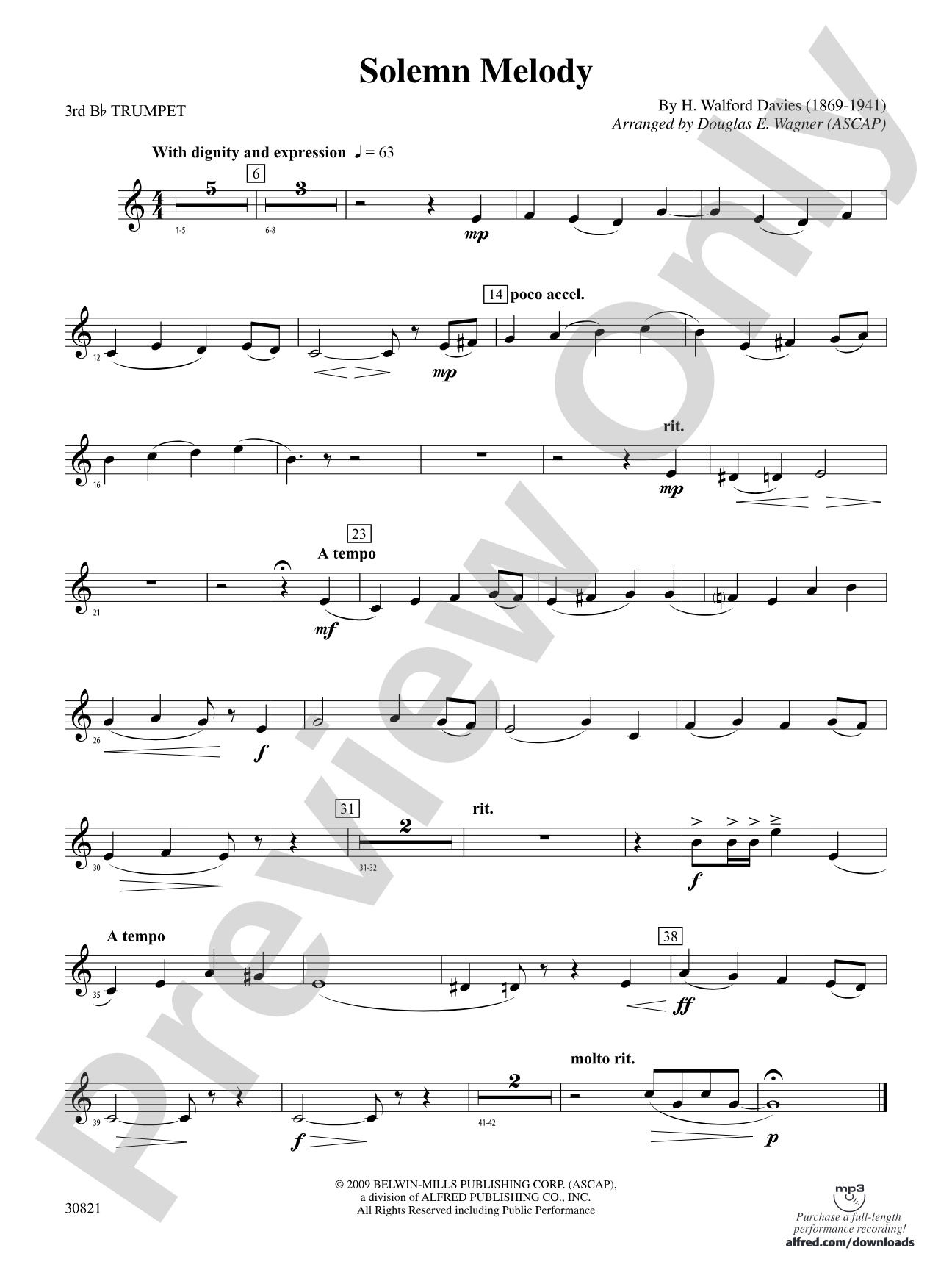 Solemn Melody: 3rd B-flat Trumpet