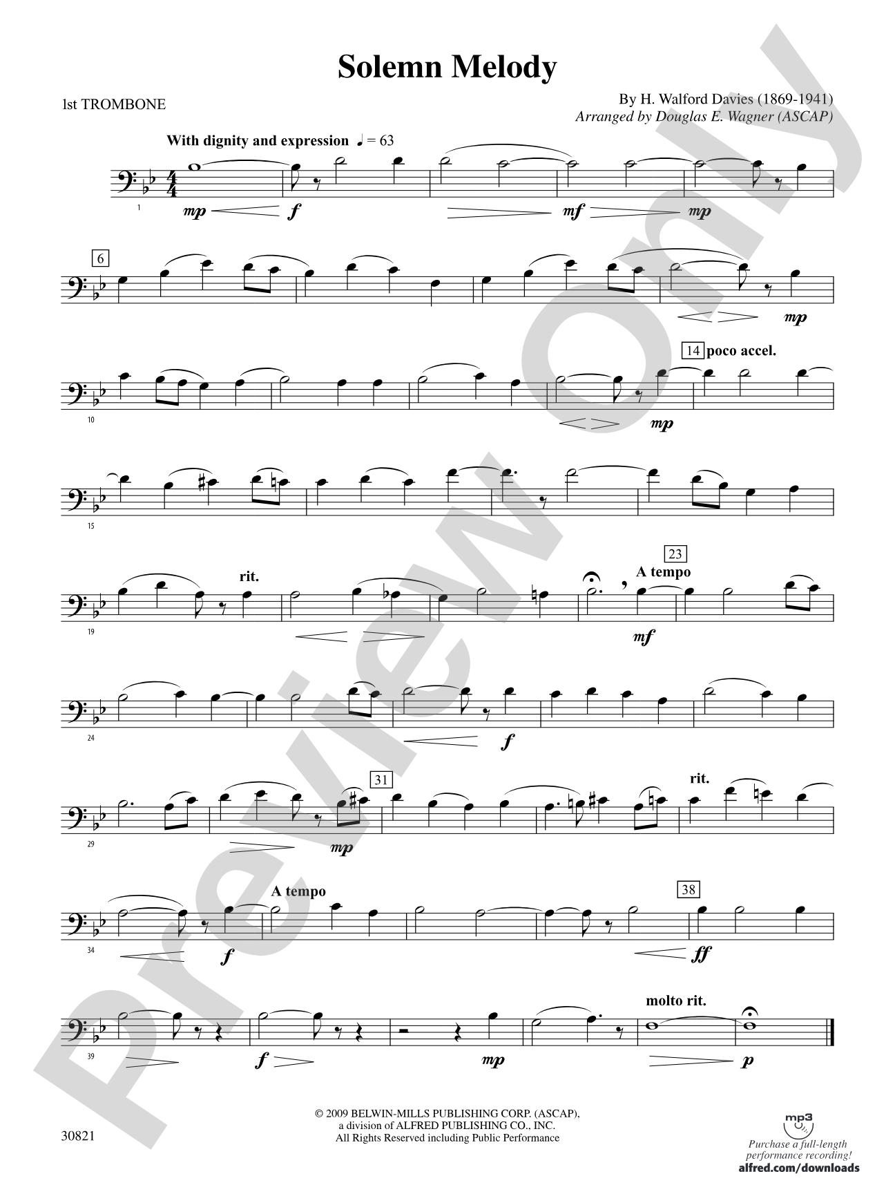 Solemn Melody: 1st Trombone