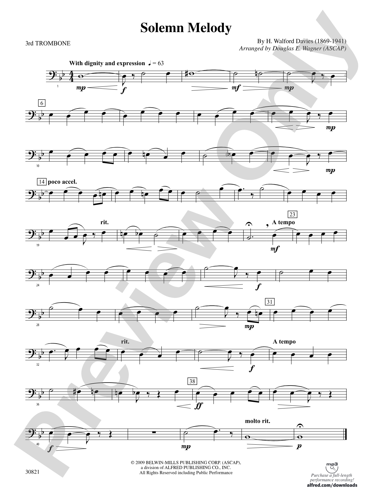Solemn Melody: 3rd Trombone