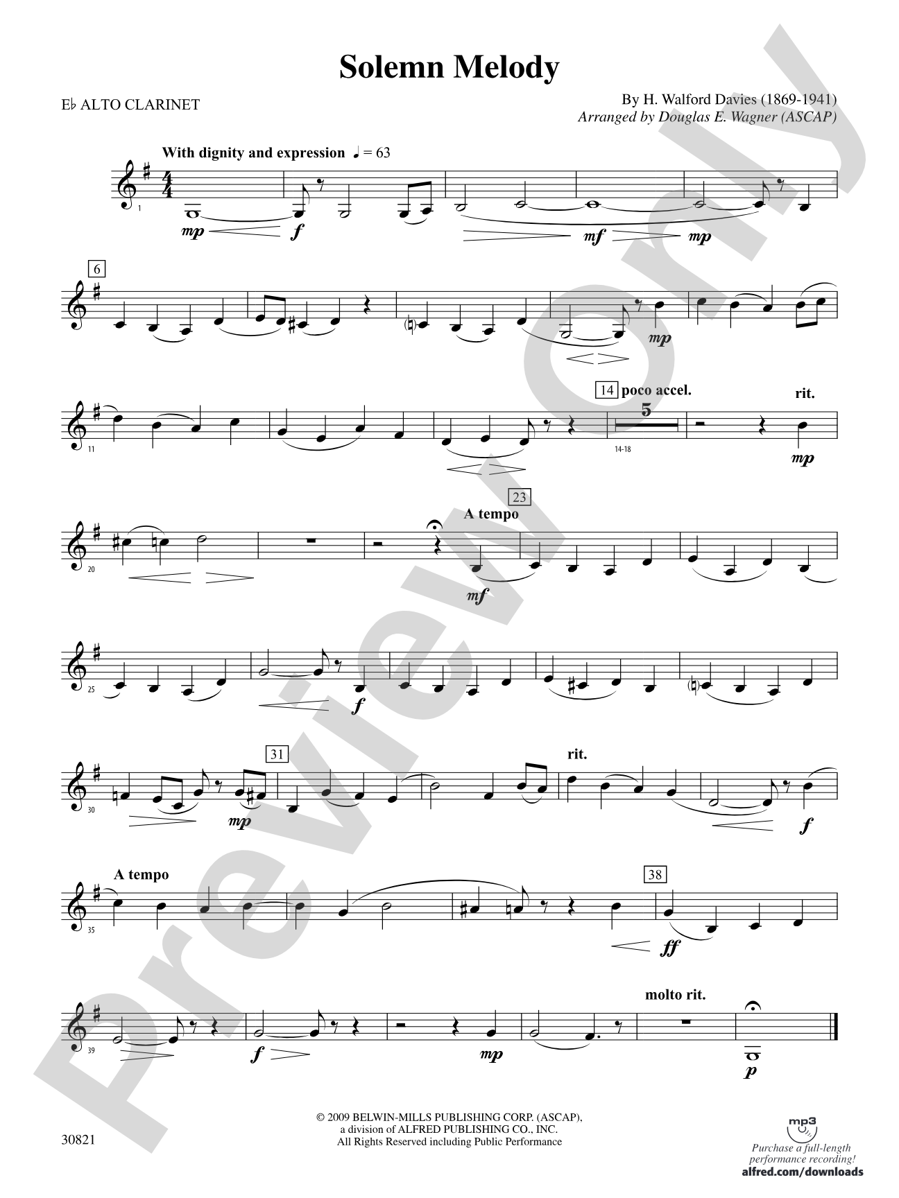 Solemn Melody: (wp) E-flat Alto Clarinet