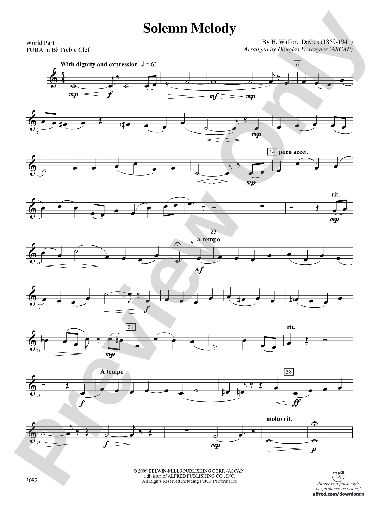 Solemn Melody: (wp) B-flat Tuba T.C.