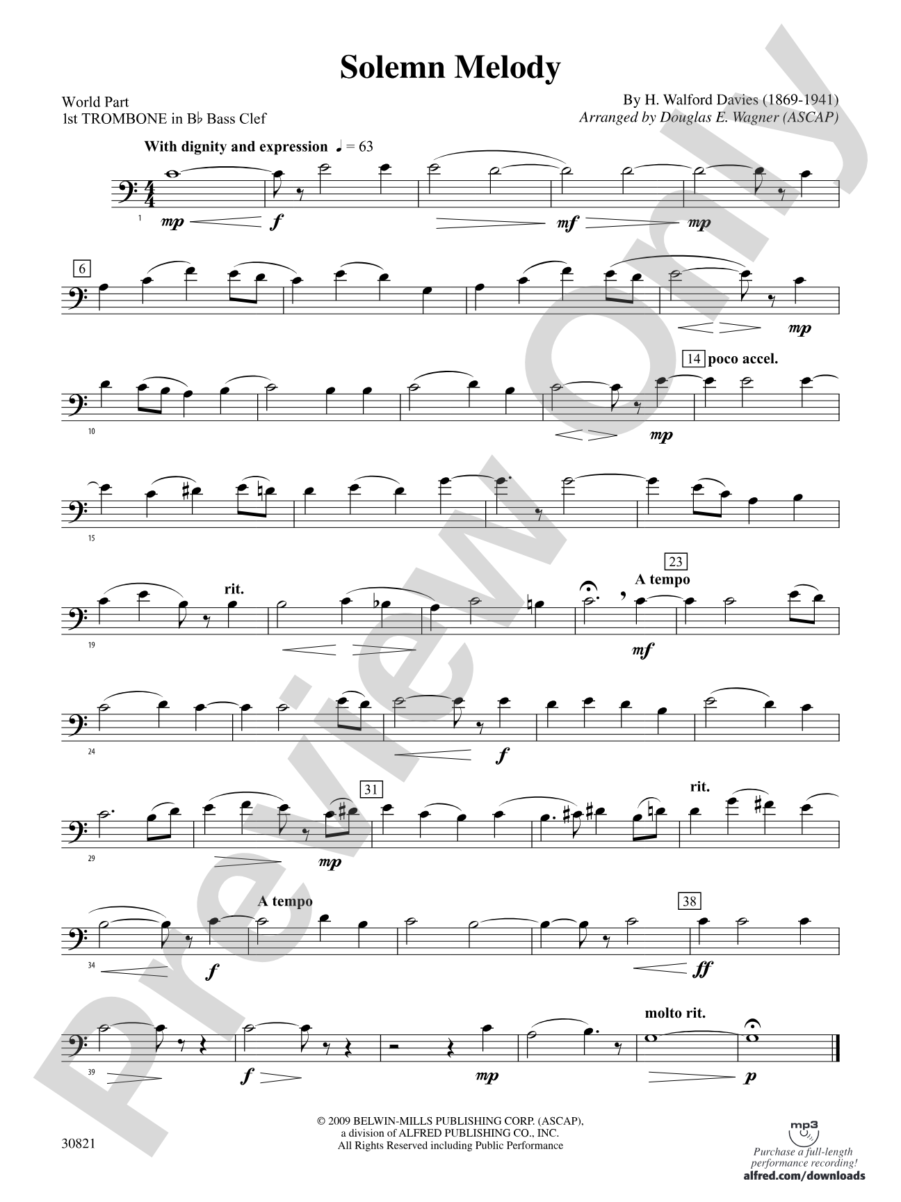 Solemn Melody: (wp) 1st B-flat Trombone B.C.