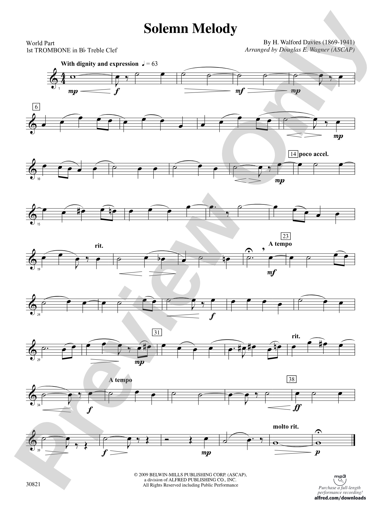 Solemn Melody: (wp) 1st B-flat Trombone T.C.