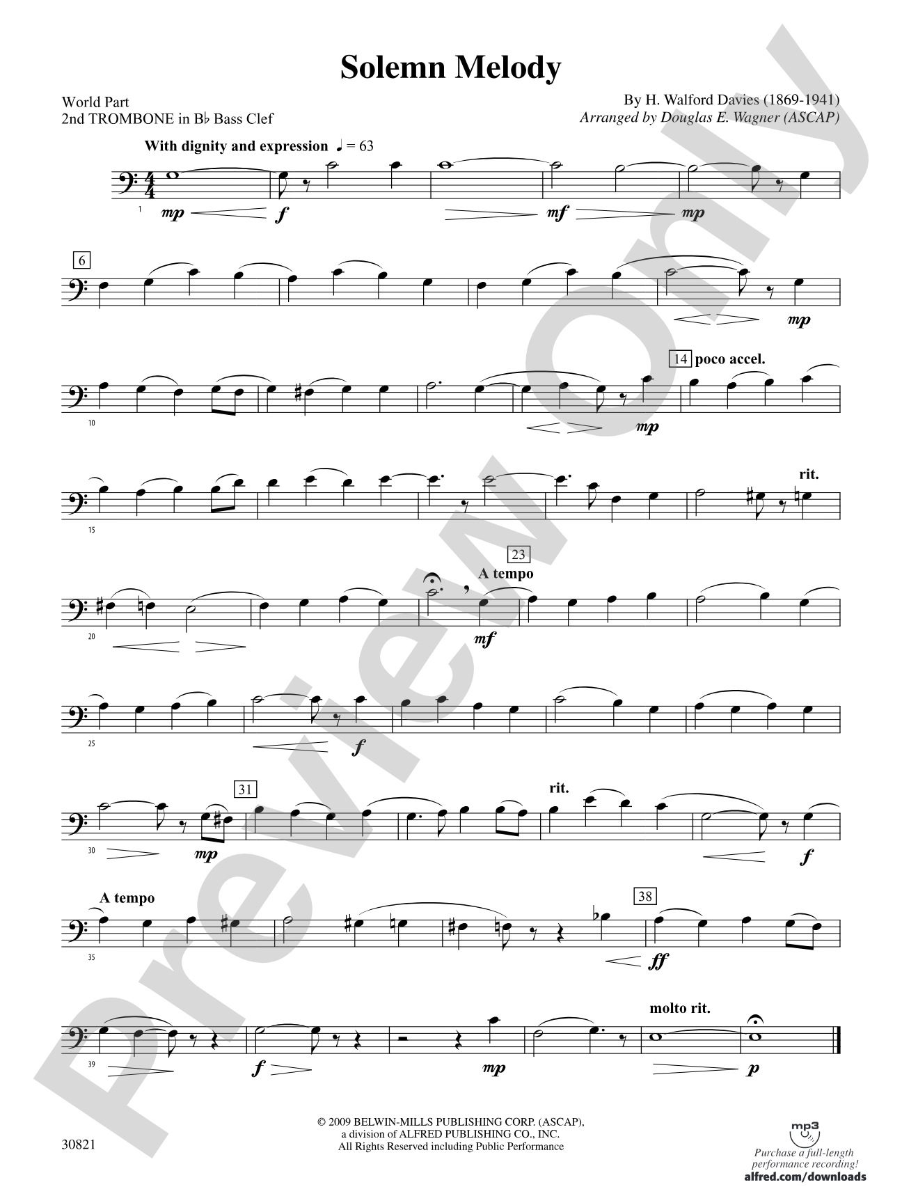 Solemn Melody: (wp) 2nd B-flat Trombone B.C.