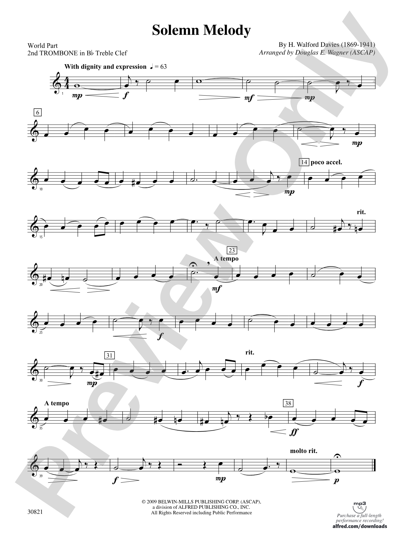 Solemn Melody: (wp) 2nd B-flat Trombone T.C.