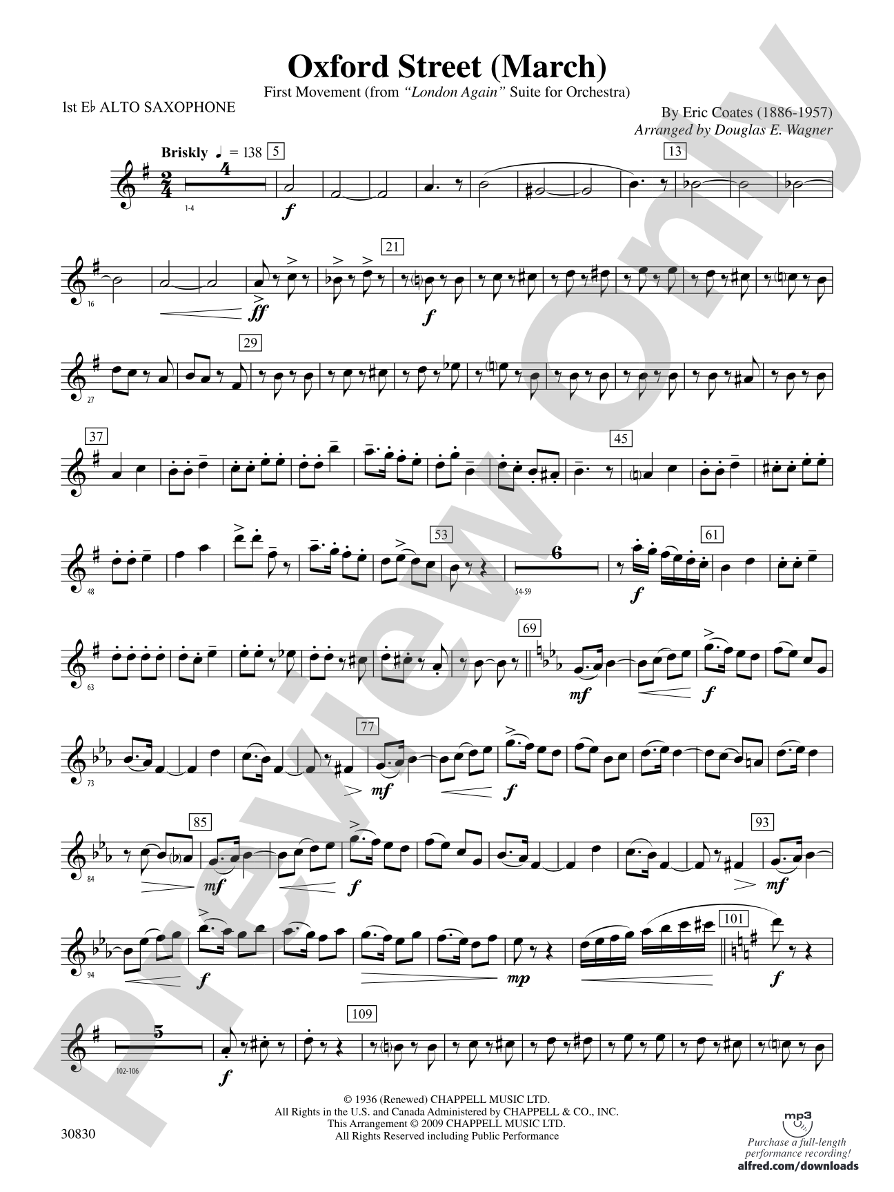 Oxford Street (March): E-flat Alto Saxophone