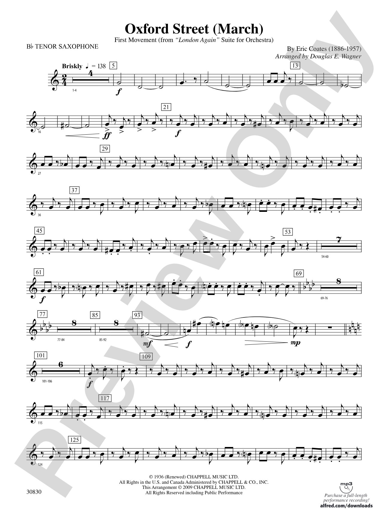 Oxford Street (March): B-flat Tenor Saxophone