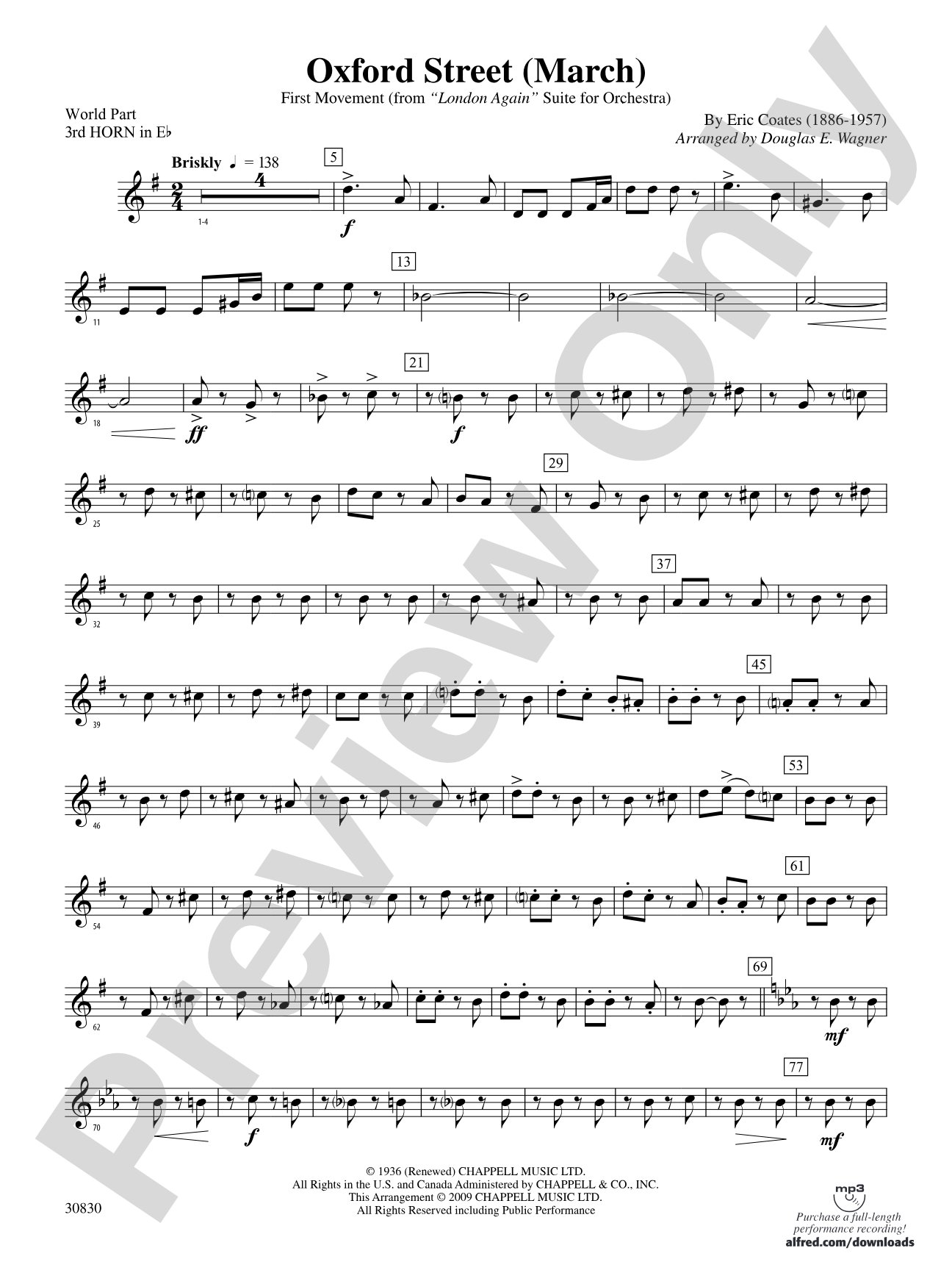 Oxford Street (March): (wp) 3rd Horn in E-flat