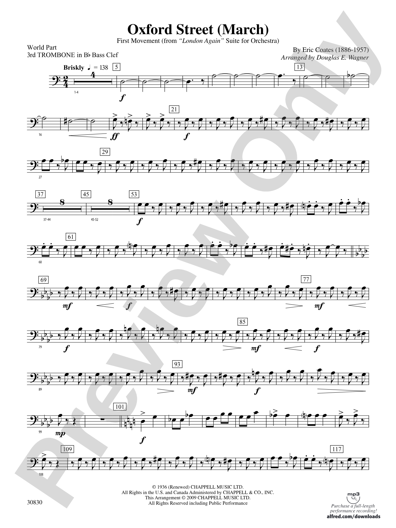 Oxford Street (March): (wp) 3rd B-flat Trombone B.C.