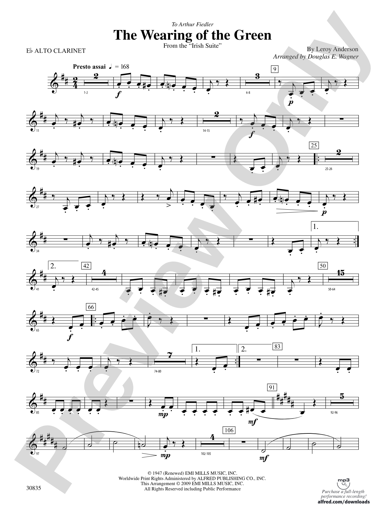 The Wearing of the Green (from the Irish Suite): E-flat Alto Clarinet