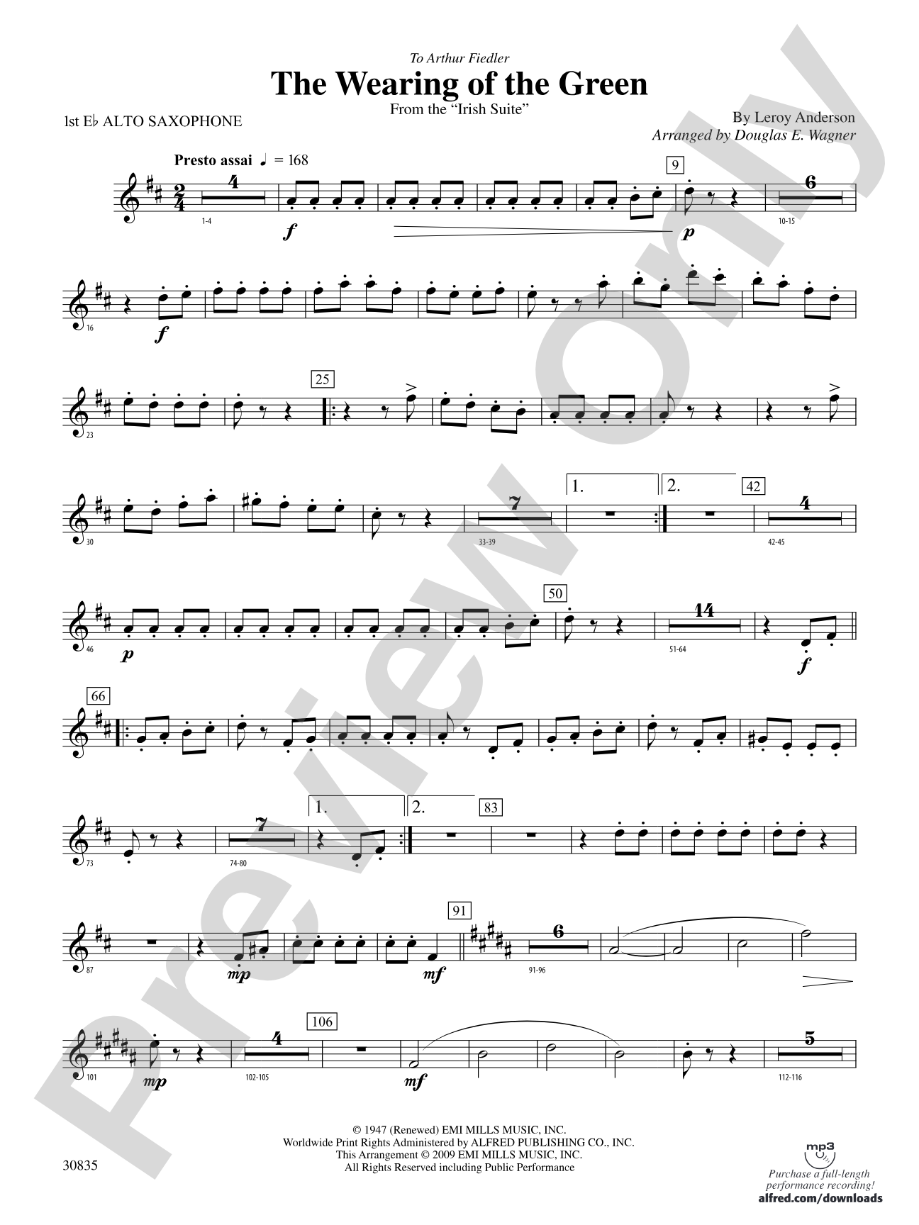 The Wearing of the Green (from the Irish Suite): E-flat Alto Saxophone