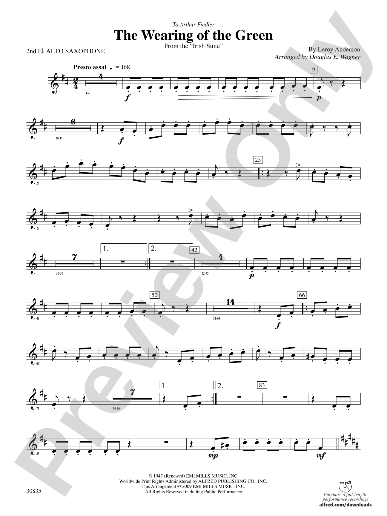 The Wearing of the Green (from the Irish Suite): 2nd E-flat Alto Saxophone