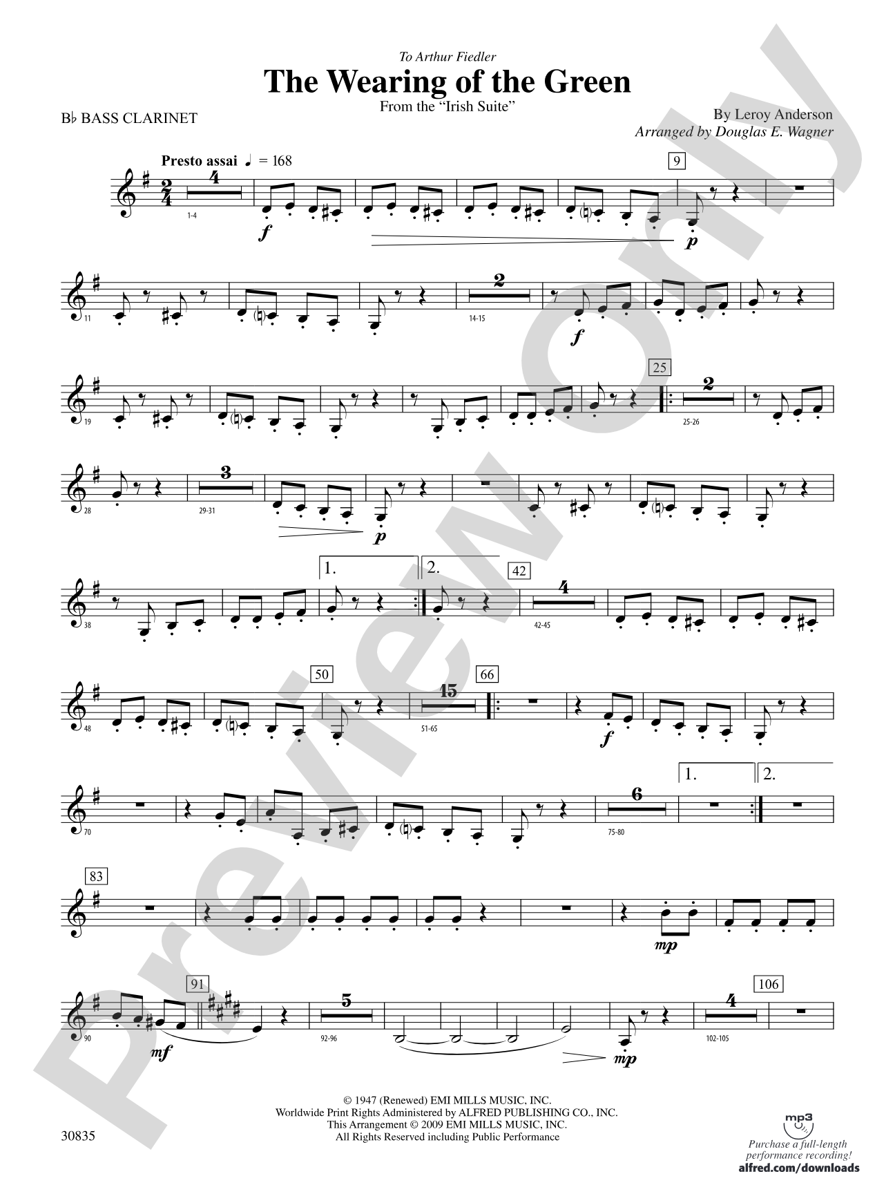 The Wearing of the Green (from the Irish Suite): B-flat Bass Clarinet