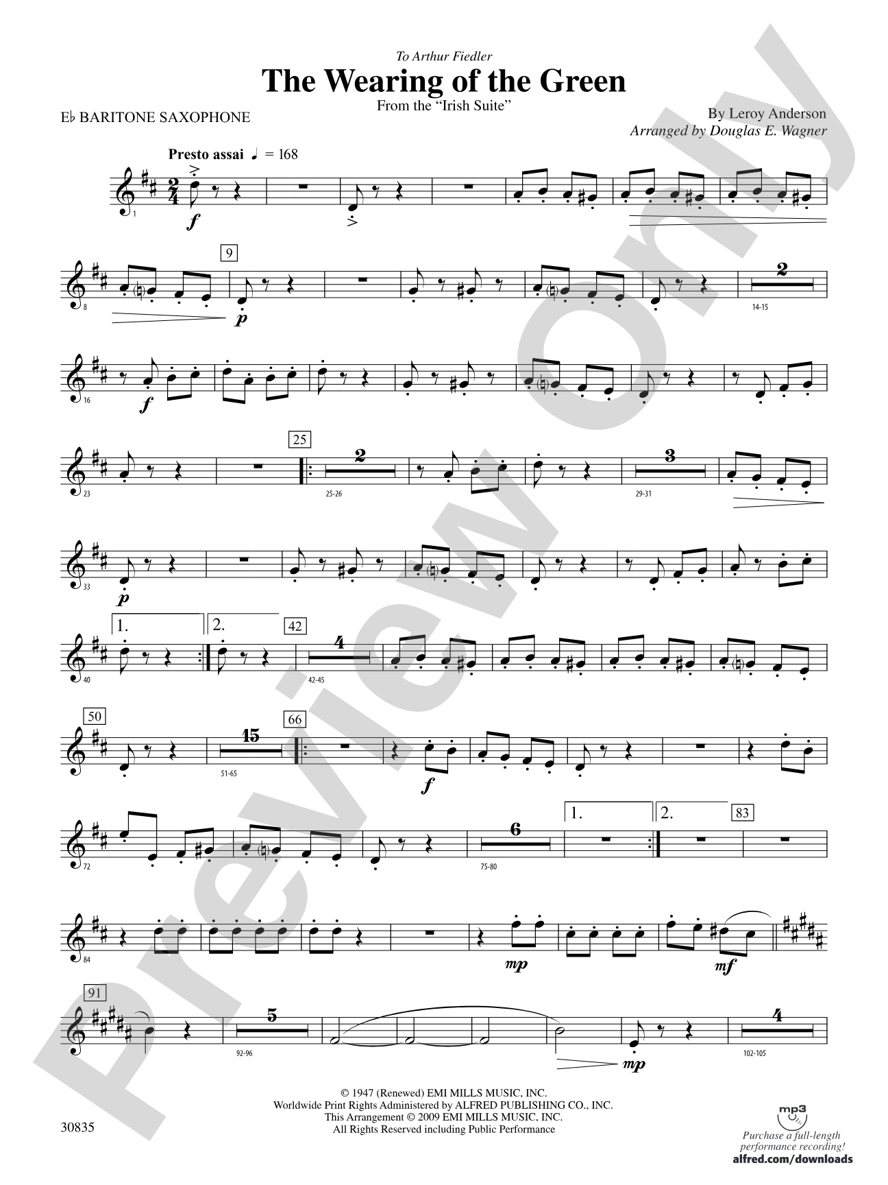 The Wearing of the Green (from the Irish Suite): E-flat Baritone Saxophone
