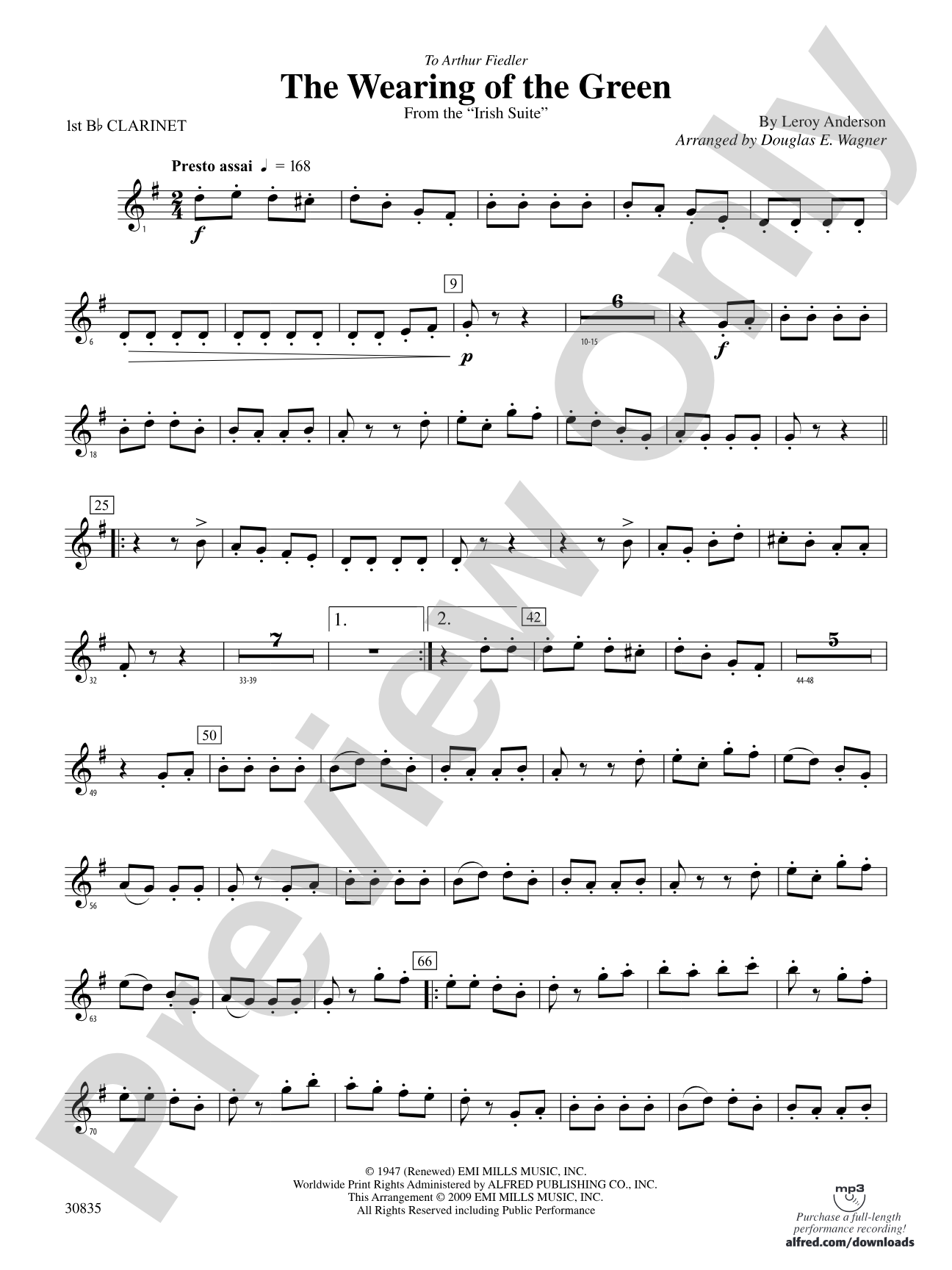 The Wearing of the Green (from the Irish Suite): 1st B-flat Clarinet