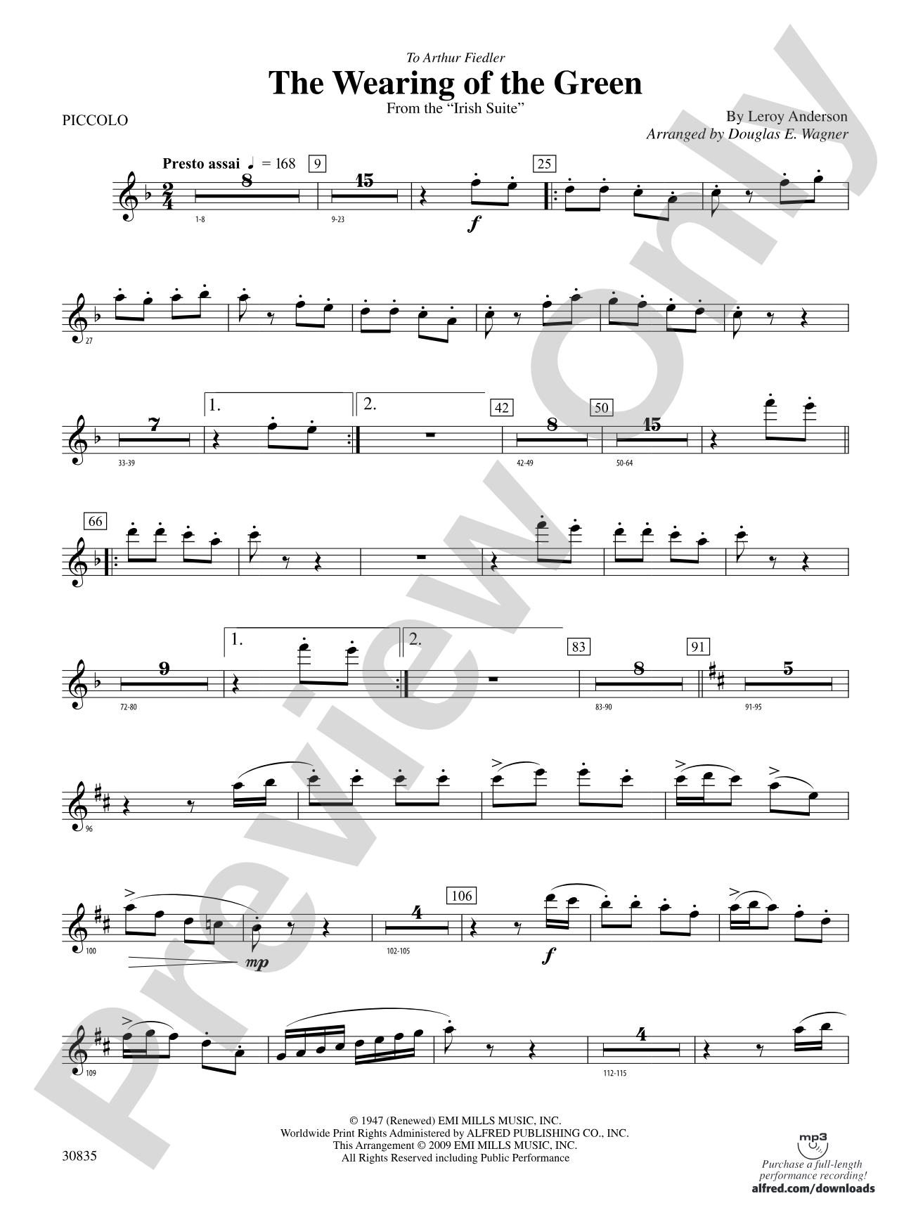 The Wearing of the Green (from the Irish Suite): Piccolo