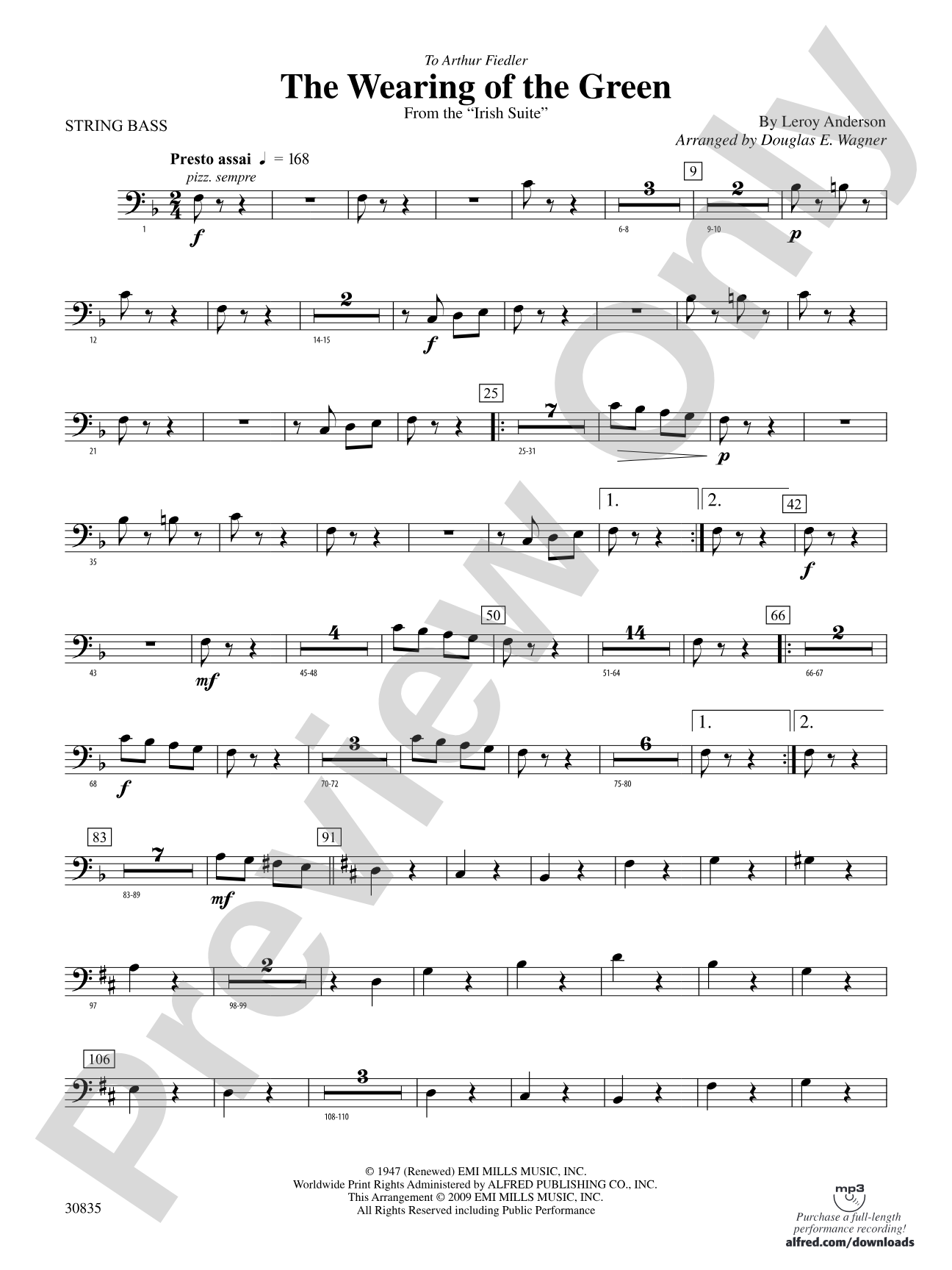 The Wearing of the Green (from the Irish Suite): String Bass