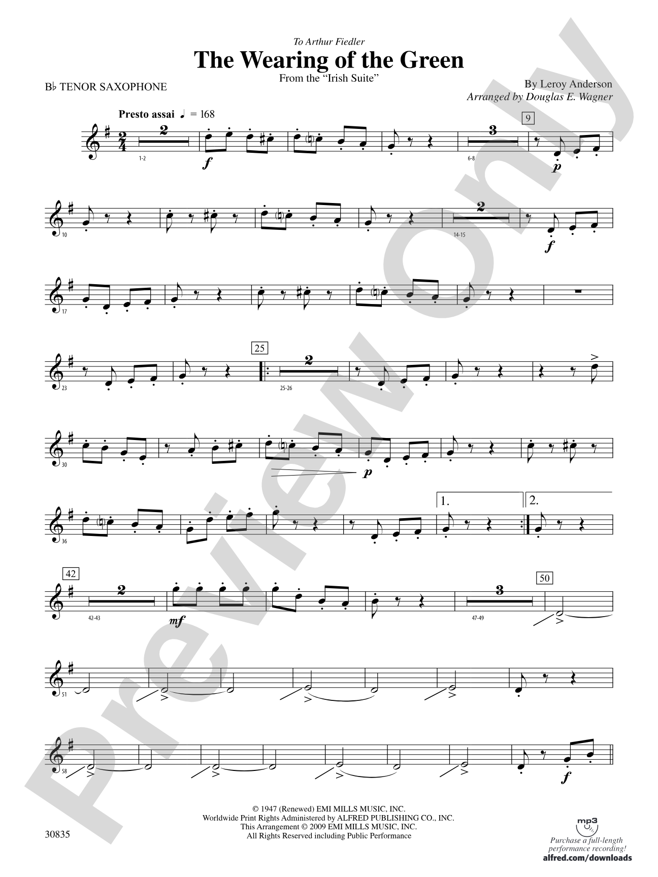 The Wearing of the Green (from the Irish Suite): B-flat Tenor Saxophone