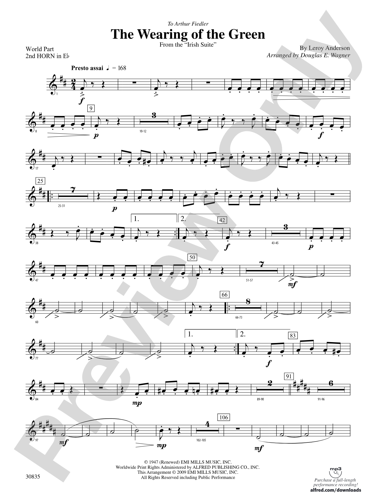 The Wearing of the Green (from the Irish Suite): (wp) 2nd Horn in E-flat