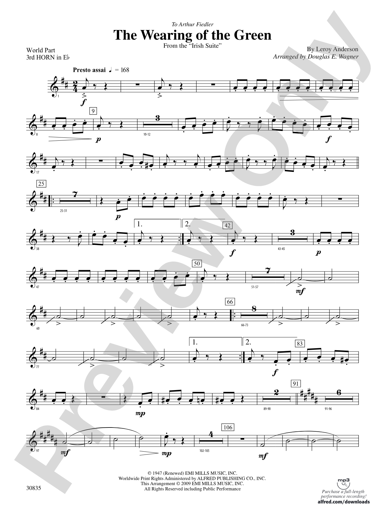 The Wearing of the Green (from the Irish Suite): (wp) 3rd Horn in E-flat
