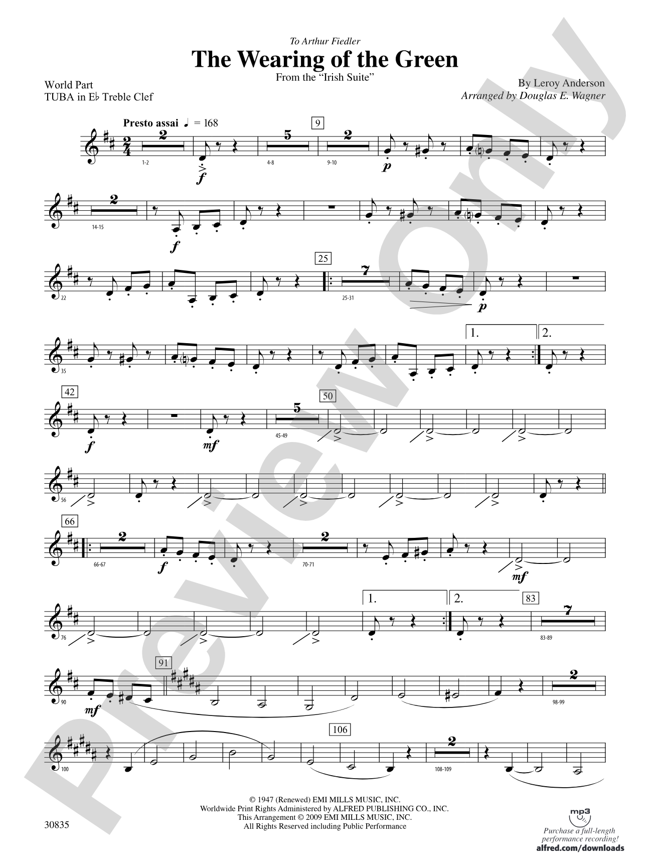 The Wearing of the Green (from the Irish Suite): (wp) E-flat Tuba T.C.