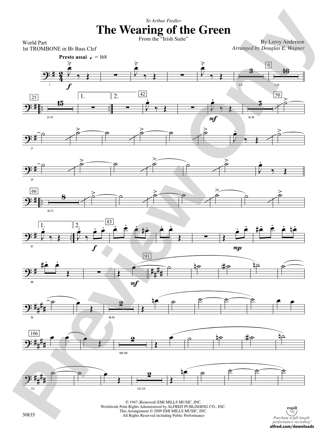The Wearing of the Green (from the Irish Suite): (wp) 1st B-flat Trombone B.C.