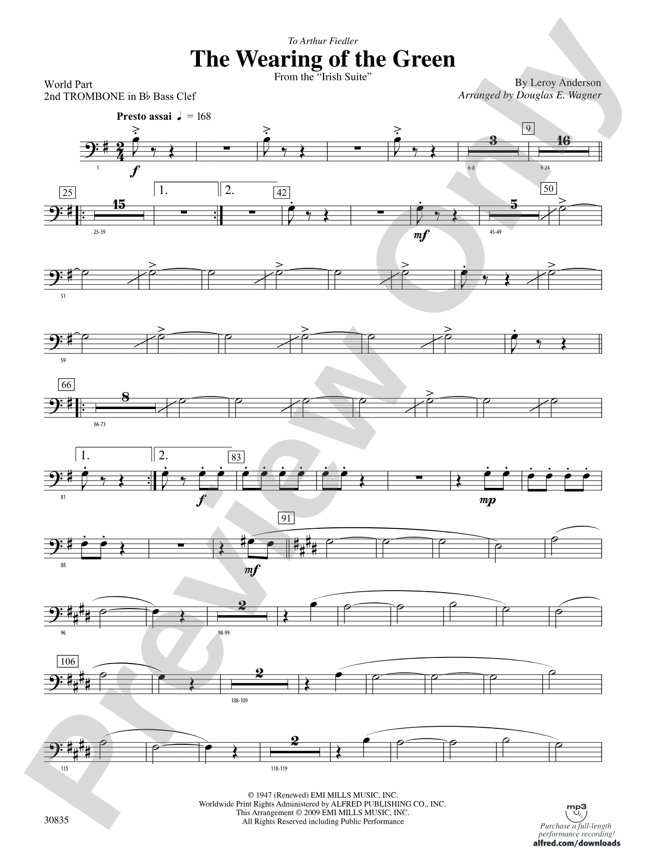 The Wearing of the Green (from the Irish Suite): (wp) 2nd B-flat Trombone B.C.