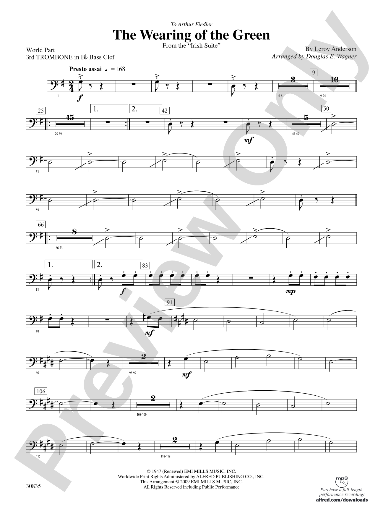The Wearing of the Green (from the Irish Suite): (wp) 3rd B-flat Trombone B.C.