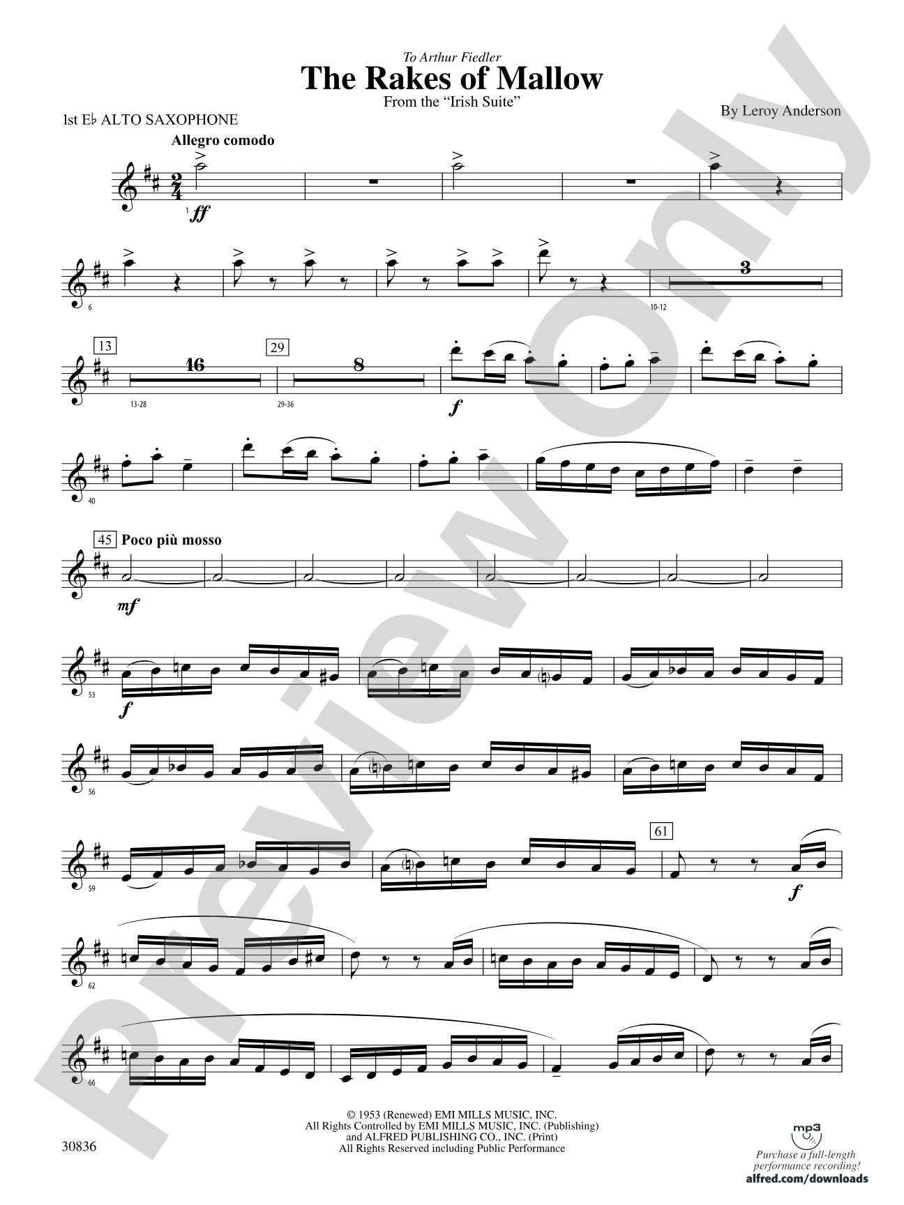 The Rakes of Mallow (from the Irish Suite): E-flat Alto Saxophone