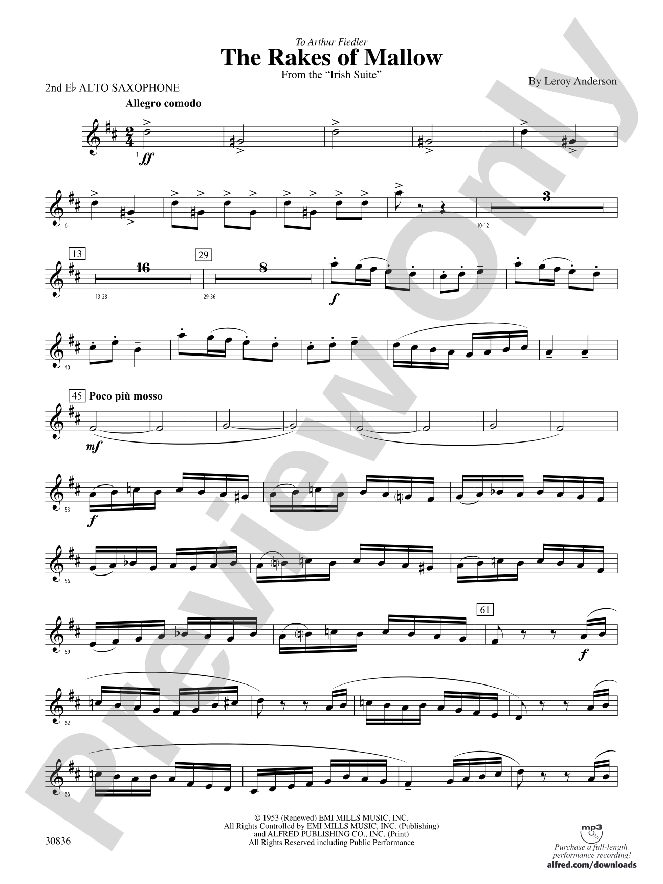 The Rakes of Mallow (from the Irish Suite): 2nd E-flat Alto Saxophone