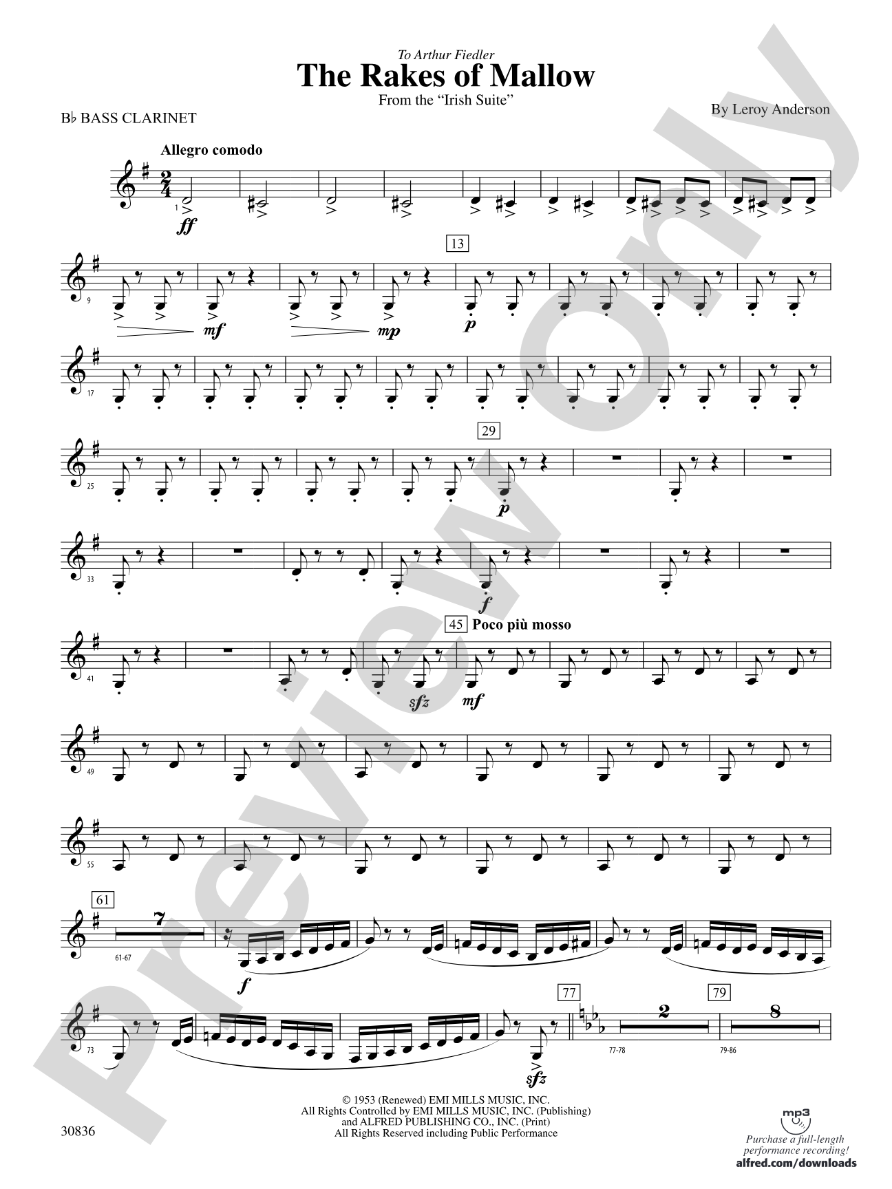 The Rakes of Mallow (from the Irish Suite): B-flat Bass Clarinet