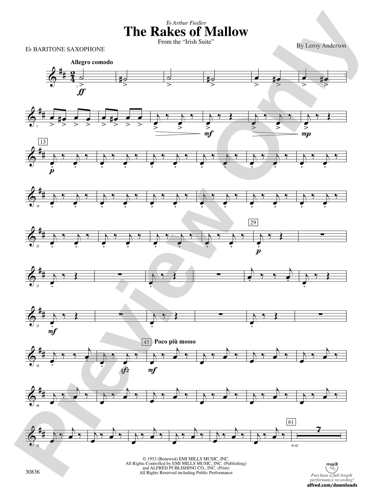 The Rakes of Mallow (from the Irish Suite): E-flat Baritone Saxophone