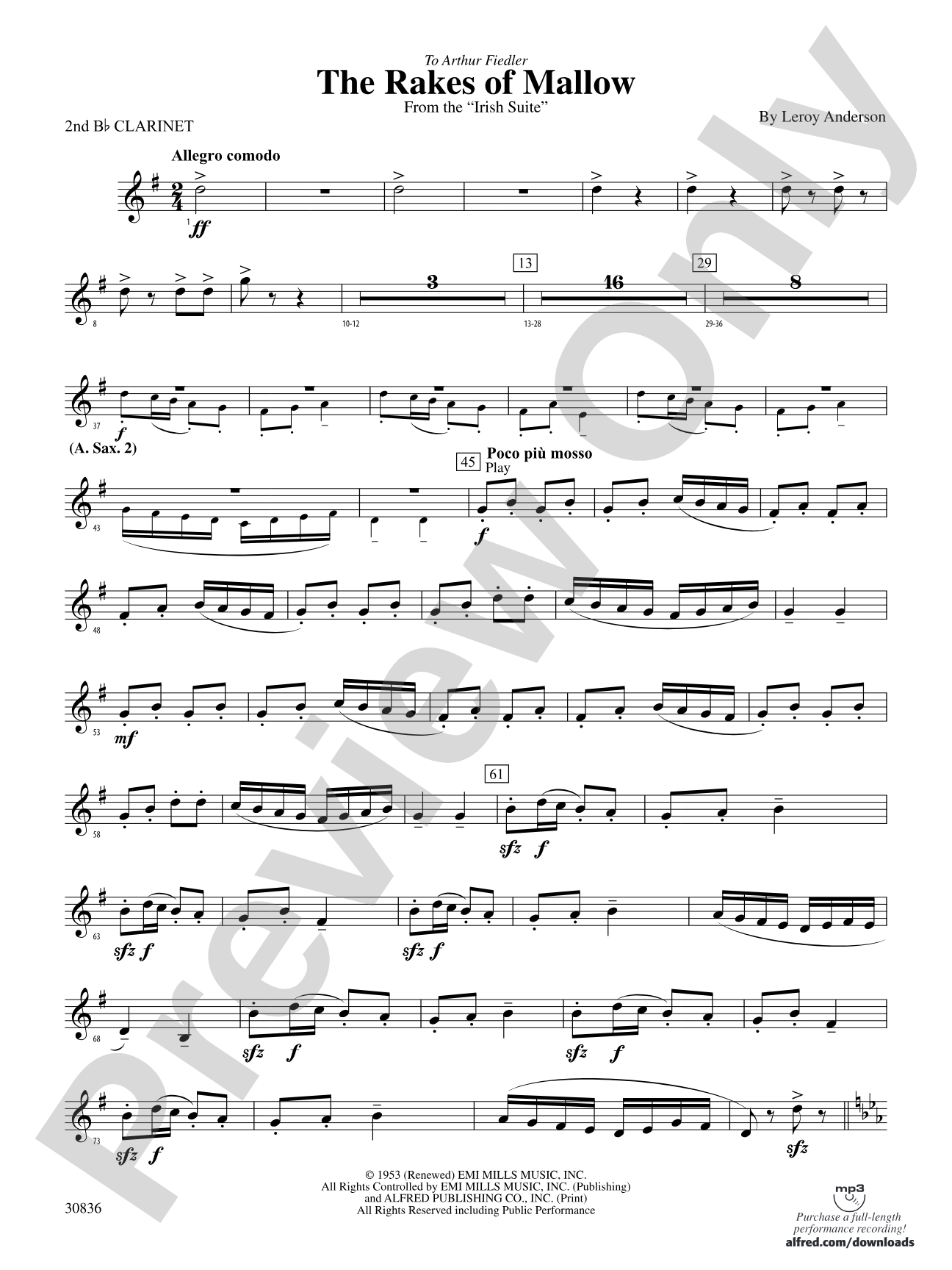 The Rakes of Mallow (from the Irish Suite): 2nd B-flat Clarinet
