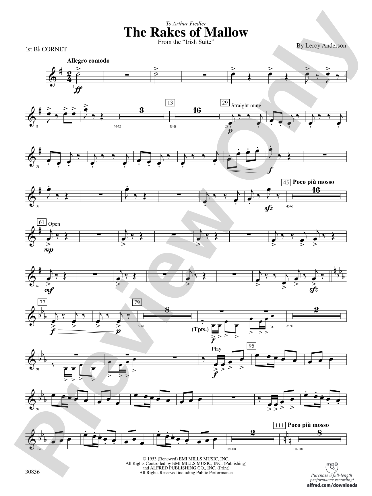 The Rakes of Mallow (from the Irish Suite): 1st B-flat Cornet